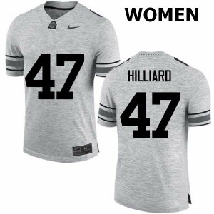 Women's Ohio State Buckeyes #47 Justin Hilliard Gray Nike NCAA College Football Jersey June HBM6344CG